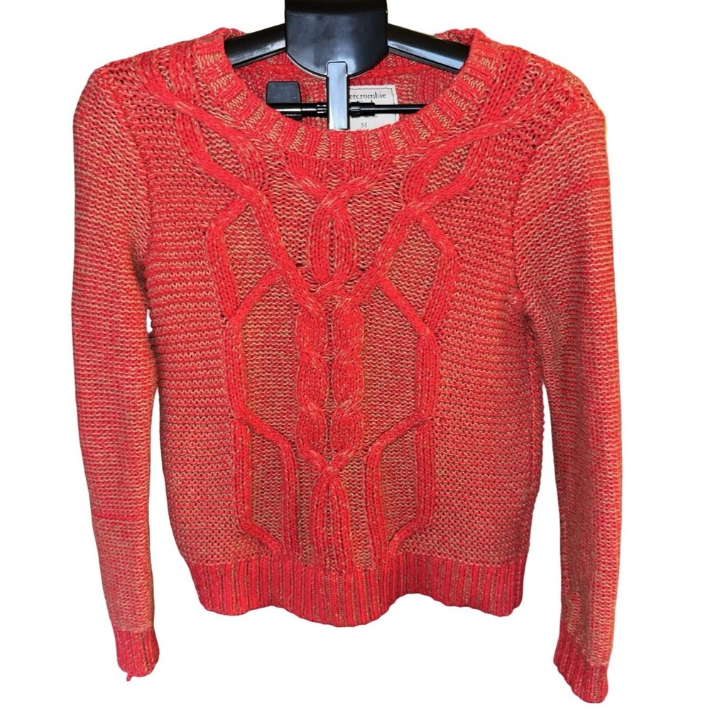 Abercrombie & Fitch Womens Knit Sweater Size M‎ Red Long Sleeve Pullover
